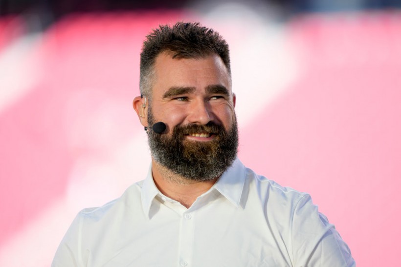 Jason Kelce, ESPN analyst, looks on before the New York Jets play the San Francisco 49ers at Levi's Stadium on September 09, 2024 in Santa Clara, California. 