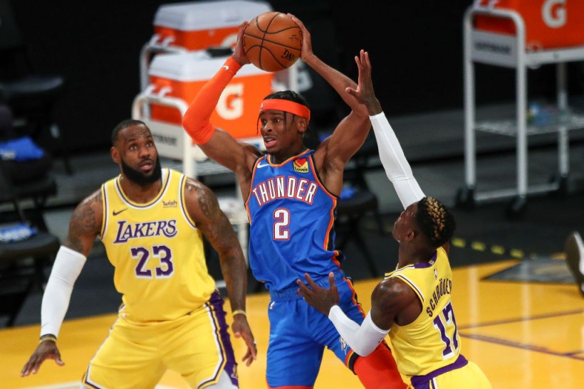 LeBron James and Shai Gilgeous-Alexander - Oklahoma City Thunder v Los Angeles Lakers