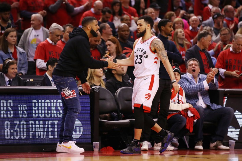 Drake and Fred VanVleet - Milwaukee Bucks v Toronto Raptors - Game Four