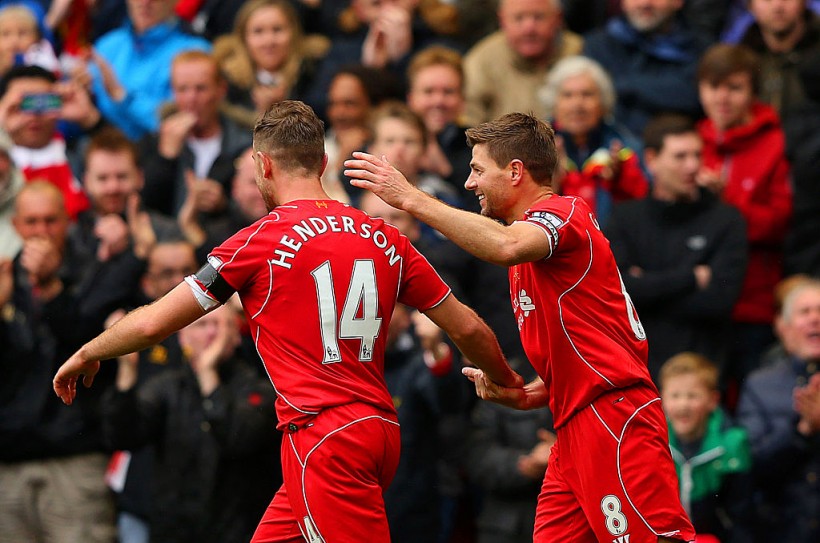 Jordan Henderson and Steven Gerrard - Liverpool v Queens Park Rangers - Premier League