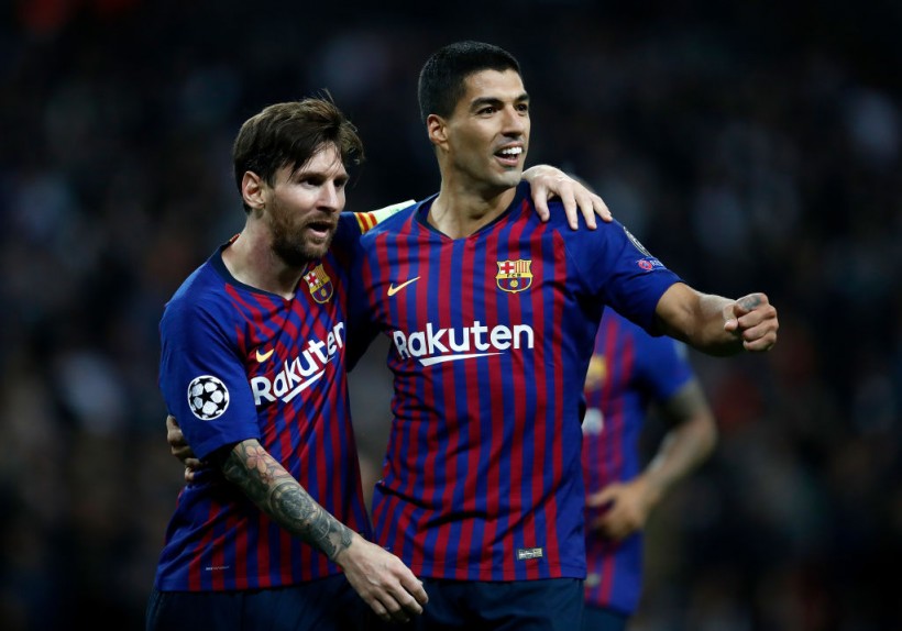 Lionel Messi and Luis Suarez - Tottenham Hotspur v FC Barcelona - UEFA Champions League Group B