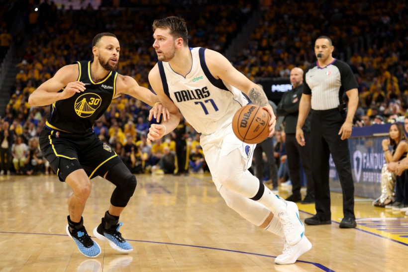 Stephen Curry and Luka Doncic - Dallas Mavericks v Golden State Warriors - Game Five