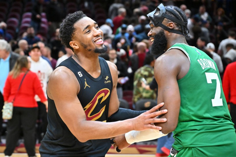 Donovan Mitchell and Jaylen Brown - Boston Celtics v Cleveland Cavaliers