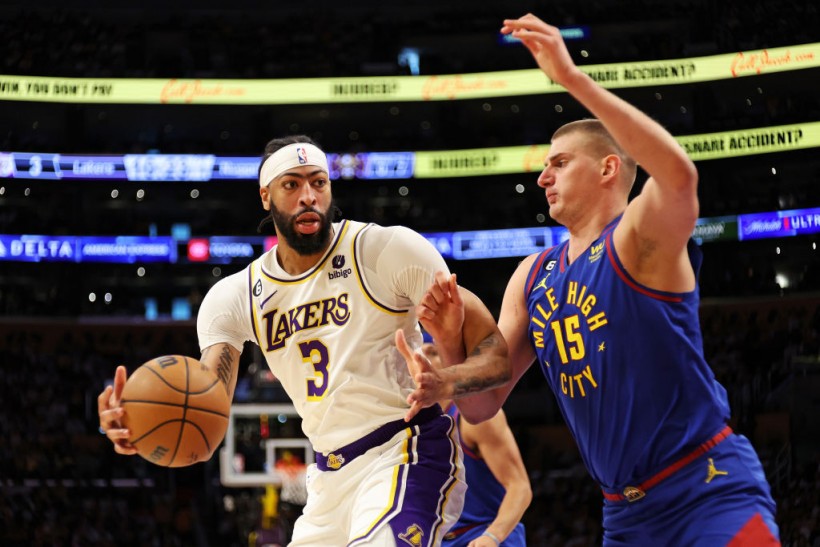 Anthony Davis and Nikola Jokic - Denver Nuggets v Los Angeles Lakers - Game Three
