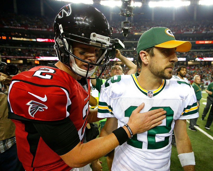 Matt Ryan and Aaron Rodgers - Green Bay Packers v Atlanta Falcons