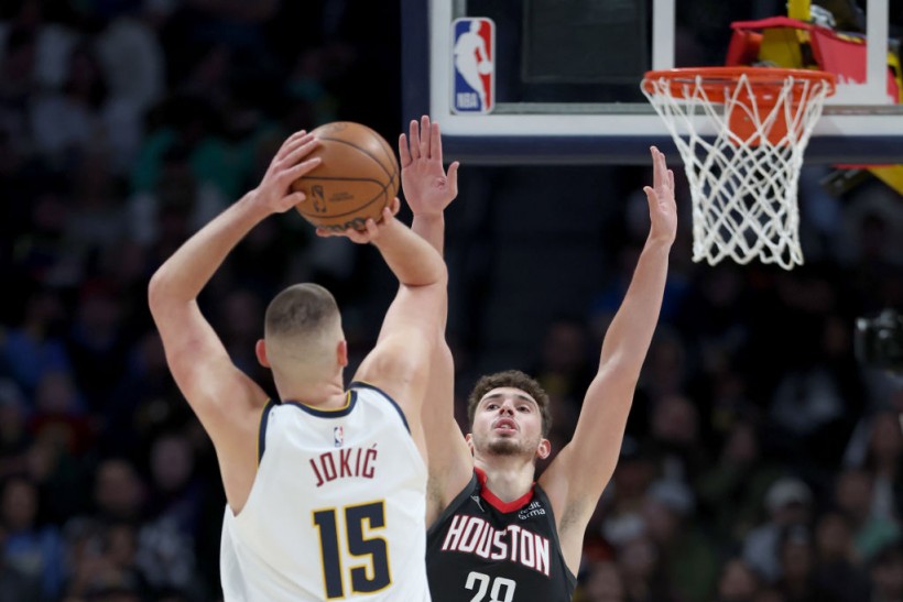 Nikola Jokic and Alperen Sengun - Houston Rockets v Denver Nuggets