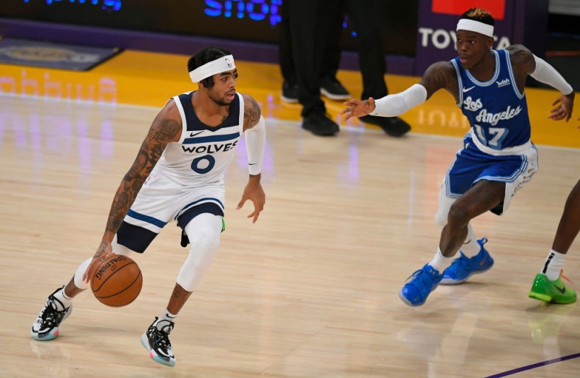 D'Angelo Russell and Dennis Schroder - Minnesota Timberwolves v Los Angeles Lakers