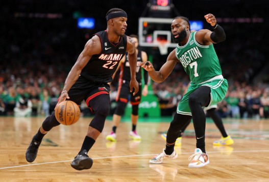 Jimmy Butler and Jaylen Brown - Miami Heat v Boston Celtics - Game Seven