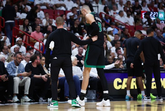 Kristaps Porzingis - Boston Celtics v Miami Heat - Game Four
