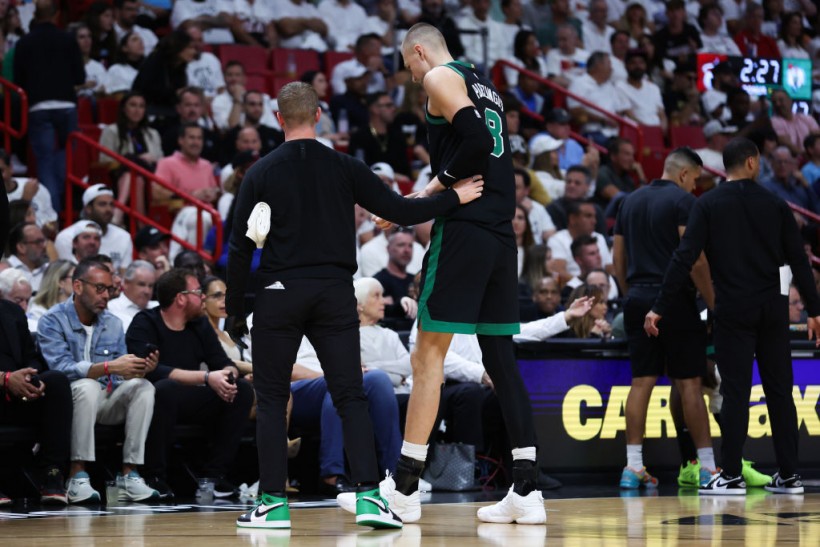 Kristaps Porzingis - Boston Celtics v Miami Heat - Game Four