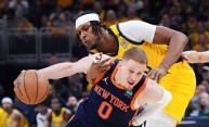 Donte DiVincenzo and Myles TurnerNew York Knicks v Indiana Pacers - Game Four