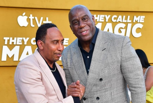 Stephen A. Smith and Magic Johnson - US-ENTERTAINMENT-APPLE-STREAMING