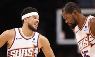 Devin Booker and Kevin Durant - Golden State Warriors v Phoenix Suns