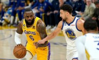 LeBron James and Klay Thompson - Los Angeles Lakers v Golden State Warriors - Game Five